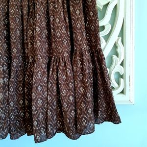 Prairie Cottagecore Tiered Silk Brown Skirt